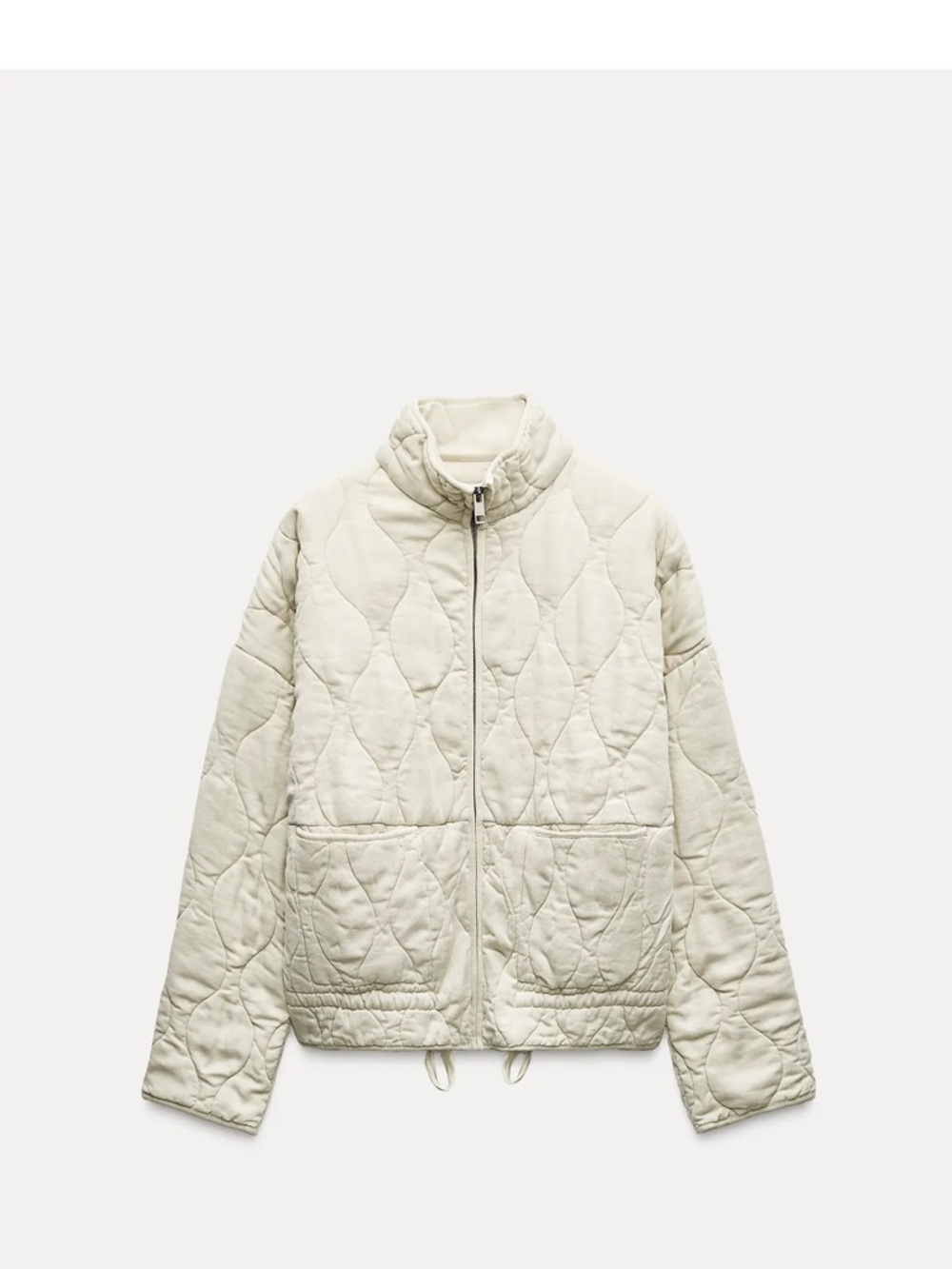 ZARA Quilted Stand Collar Jacket - Cream